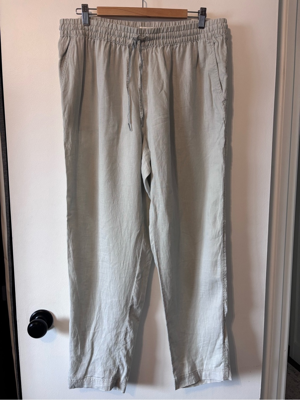 H&M Women’s Light Sage Drawstring Linen-Blend Pants